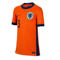 Camisa de Futebol Holanda Matthijs de Ligt #3 Equipamento Principal Mulheres Europeu 2024 Manga Curta